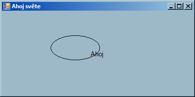 class Program static void Main(string[] args) Form okno = new Form(); okno.text = "Ahoj světe"; okno.size = new Size(400, 200); okno.paint += new PaintEventHandler(okno_Paint); Application.