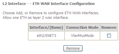 E1.3 Rozhraní ETHERNET Pomocí následujících kroků nakonfigurujete ETH WAN rozhraní. Krok 1: Pokročilé nastavení Layer2 Interface ETH Interface. Vysvětlivky.