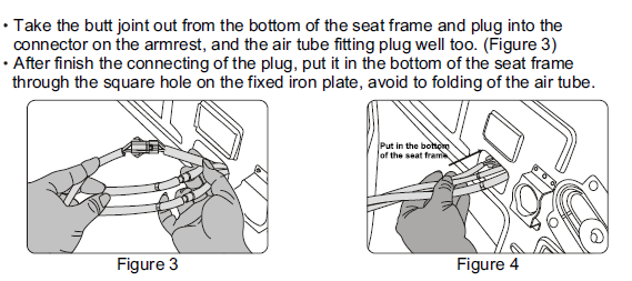 Upravte vrchní část na držení ramen a ukončete instalaci sedáku a vrchní části podpěr na ruce. (Obr.5) 5.