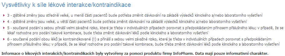 Tato nabídka umožňuje lékaři vyhledat si informace o možných lékových interakcích/kontraindikacích u registrovaných pojištěnců, a to na základě zvoleného časového období a síly lékové