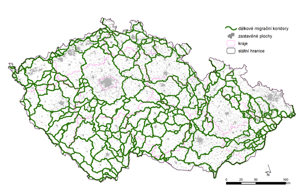 7.3. POPIS A CHARAKTERISTIKA DÁLKOVÝCH MIGRAČNÍCH KORIDORŮ Základním výstupem je mapa dálkových migračních koridorů.