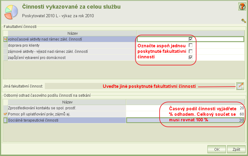 Klávesové příkazy pro snadnější vyplňování Činnost Nová karta uživatele Pohyb po údajích tabulky Zaškrtnutí / odškrtnutí políčka Otevření rolovací nabídky a výběr z ní Přemístění kurzoru na další