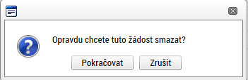 4.3. Vymazat žádost Tlačítko Vymazat žádost slouží k odstranění žádosti. Žádost o podporu musí být ve stavu rozpracována, aby mohlo dojít k jejímu vymazání.