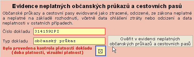 Postupujte takto: Do pole Číslo dokladu zapište číslo předloženého dokladu.