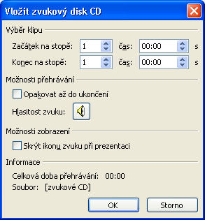 Kapitola 3 Tabulky, grafika, video a zvuk 47 Obrázek 3-4: Nastavení možností pro přehrávání stop zvukového CD 2.