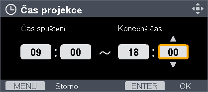 Projekce obrázků v prezentaci 8. Zvolte den promítání prezentace (v tomto příkladu neděle) a poté stiskněte tlačítko [Enter]. 9. Zvolte [OK] a poté stiskněte tlačítko [Enter]. 10.