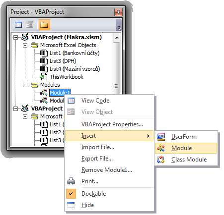 EDITACE MAKER PROGRAMOVÝM ZÁPISEM Skupina Class Moduless jenž obsahuje všechny uživatelské třídy objektů (také na obrázku není k dispozici).