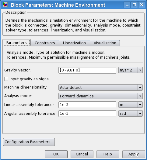 16. Stiskneme OK v okně Block Parameters: Machine Environment a okno tak zavřeme. 17.