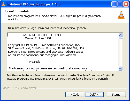 2. Instalace programu VLC Media Player spusťte stažený