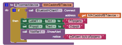 6.6.5. Událost Screen1.Initialize Inicializace obrazovky probíhá při zapnutí aplikace. Zde se také objevuje inicializace Bluetooth a TinyDB1 což je databáze propojená s pamětí telefonu. Obrázek 56.