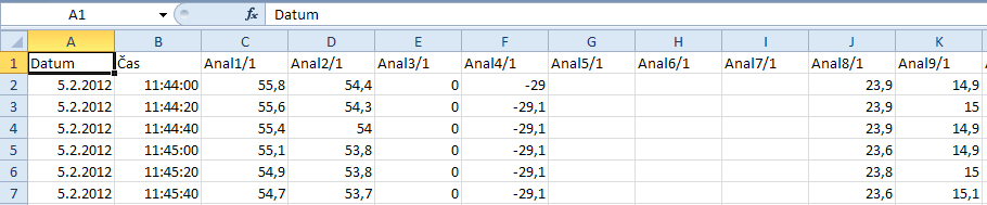 Export V tomto menu mohou být konvertovány soubory log, z důvodu dalšího zpracování prostřednictvím libovolného programu pro tabulkovou kalkulaci, do formátu *.csv.