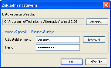 Všeobecné informace k symbolům na liště Smazat datové úložiště v loggeru Přečíst data uložená v loggeru Setup - Výběr datového loggeru, rozhraní, určení konfigurace loggeru a zadání názvu přístroje a