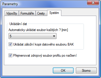 Kapitola 13 Parametry Okno pro nastavení parametrů programu se rozvine po stisknutí tlačítka hlavního okna programu.