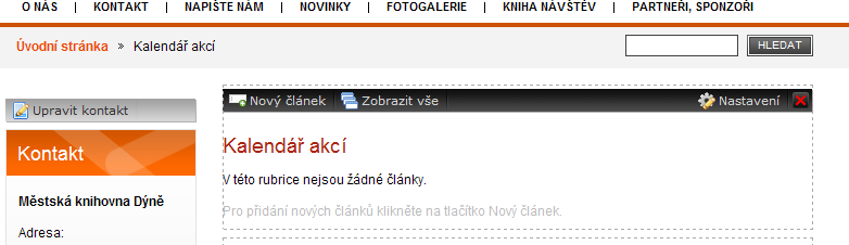 8.3.1 Vložení nové stránky s možností vkládání příspěvků Struktura této nové stránky je založena principu vkládání (nejčastěji) chronologicky po sobě jdoucích příspěvků (článků).