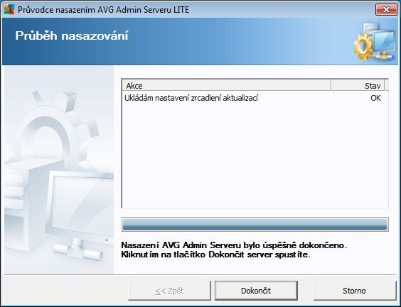 8.1.2. Dokončení Pokud vše proběhne bez problémů, uvidíte dialog podobný výše zmíněnému.