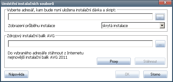 Z rolovací nabídky zvolte jednu z možností: Sk rytá instalace - na stanici nebude aktuálně přihlášenému uživateli zobrazeno žádné informační okno týkající se procesu instalace.