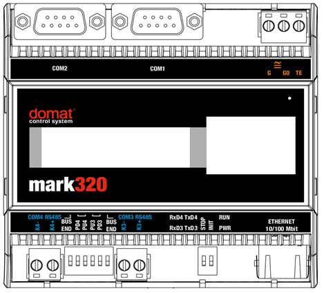 Schéma Svorky a konektory: COM1 port COM1 - sériová linka RS232; CANNON 9 male (pouze mark320) COM2 port COM2 - sériová linka RS232; CANNON 9 male (pouze mark320) COM3 port COM3 - sériová linka