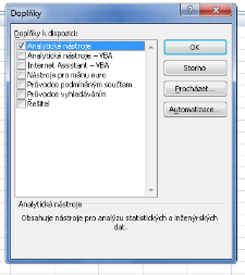 6.4. Analytické nástroje Doplněk Analytické nástroje je program aplikace Microsoft Office Excel, který je k dispozici po instalaci sady Microsoft Office nebo aplikace Excel.