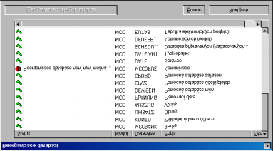 Databáze s neporušenou strukturou dat jsou zatrženy zeleně Pokud je ve struktuře dat zjištěna chyba, bude příslušná databáze označena vykřičníkem v červeném kroužku.