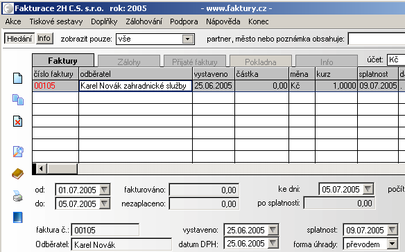 Vytvoření nové faktury Novou fakturu můžete vytvořit třemi způsoby.