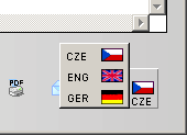 Výběr jazyku pro tisk Výběr jazyku pro tisk faktur a sestav provedete kliknutím na symbol vlajky vpravo dole v hlavním okně programu a následně výběr ze seznamu jazyků.