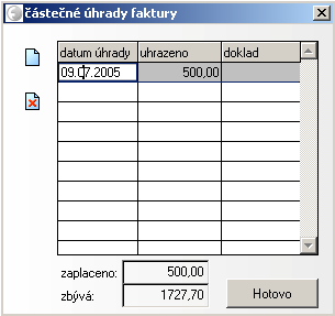 Neuhrazené faktury ve splatnosti mají červeně označeno číslo faktury. Neuhrazené faktury po splatnosti mají celý řádek v seznamu červený.