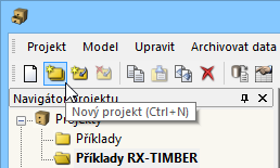 4 Správa souborů Moduly RX-TIMBER V navigátoru projektů jsou seřazeny všechny programy ze sady RX-TIMBER. Představují možnost filtrovat modely podle toho, v kterém programu byly vytvořeny.