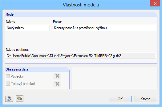 4 Správa souborů Obr. 4.11: Dialog Kopírování modelu Přejmenování modelu Model můžeme přejmenovat podobně jako projekt z hlavní nabídky Model Vlastnosti.