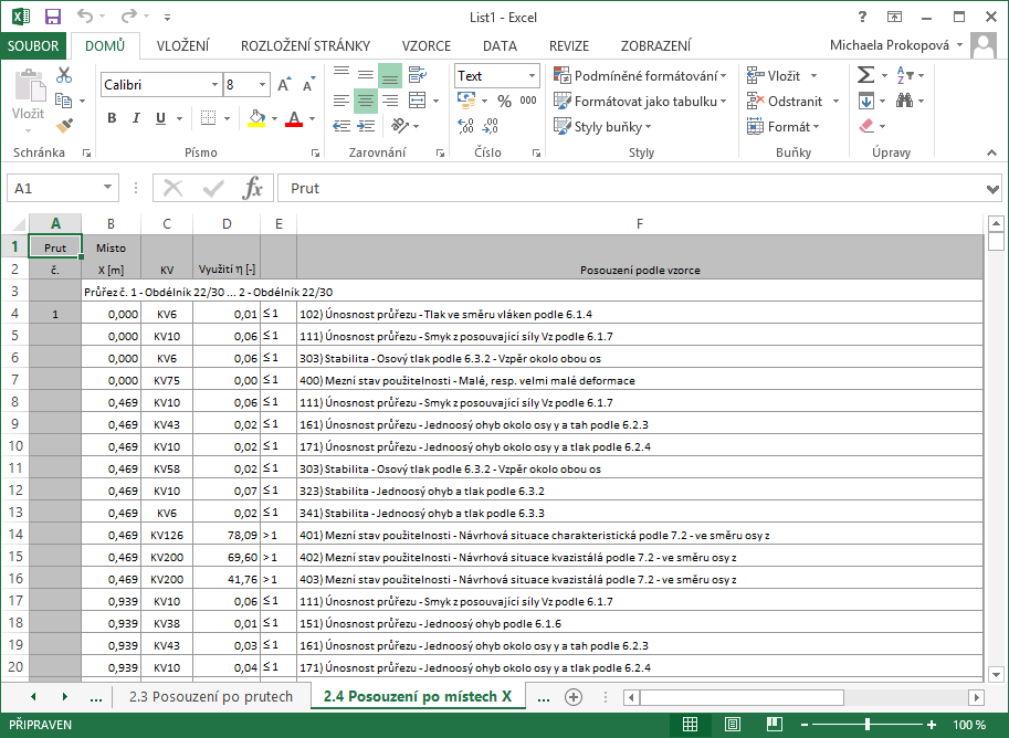 9 Obecné funkce Obr. 9.7: Dialog Export - MS Excel Jakmile vybereme požadované parametry, můžeme export zahájit kliknutím na tlačítko [OK].