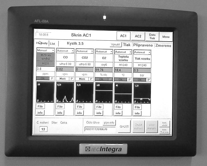 Figure 3 AFL-08AH-N270-CR Flat Panel PC Figure 4 Panel for connections and the information about devices 3 Analysers and measuring devices The system uses a variety of measuring tools are grouped