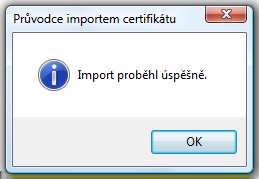 Podle nastavené úrovně bezpečnosti systému MS Windows Vista, nás systém ještě upozorní, zda opravdu chceme nainstalovat certifikát certifikačního úřadu