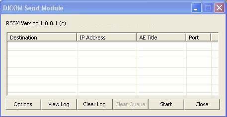 Import a export ze vzdáleného systému/stanice 2. Dvakrát klikněte na RSSM.exe. Zobrazí se DICOM Send Module. 3.