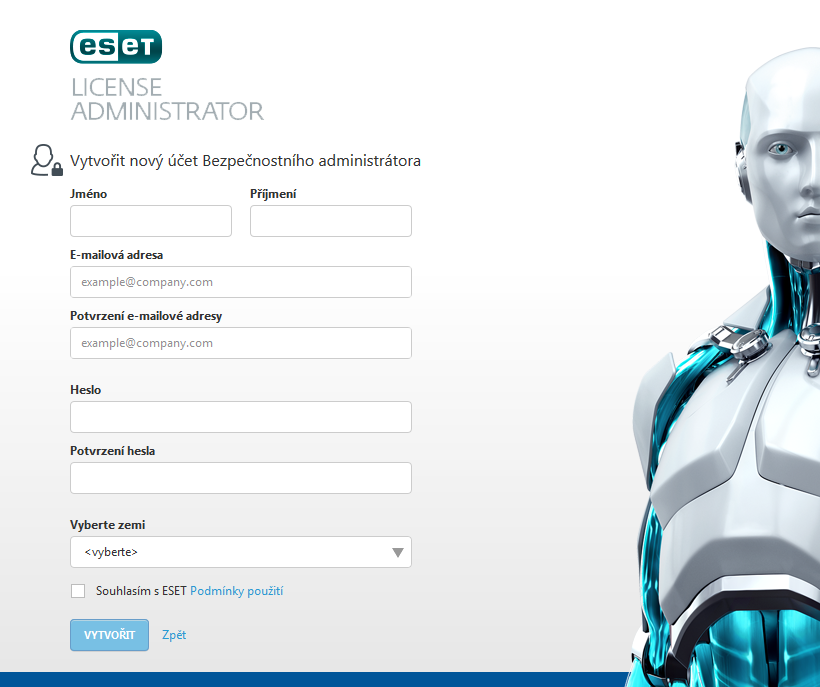 4. Bezpečnostní administrátor V dolní části stránky ESET License Administrator se nachází sekce pro Bezpečnostního administrátora.