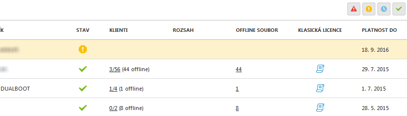 3. Z rozbalovacího menu vyberte Produkt, zadejte Počet klientů, pro které bude offline licenční soubor platný a klikněte na tlačítko Generovat. 4. Nyní se vygeneruje nový licenční soubor.