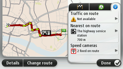 Chcete-li naplánovat jinou trasu, poklepejte na Změnit trasu. Blue&Me-TomTom 2 vás ihned začne navádět k cíli pomocí mluvených a vizuálních pokynů na obrazovce.