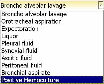 11.3 VKLÁDÁNÍ VZORKŮ KRVE HB&L zobrazí specifické okno, kde uživatel musí vybrat počet vzorků (stejného typu) pro vložení, specifický profil a potom materiál, v tomto případě Pozitivní hemokultivace.
