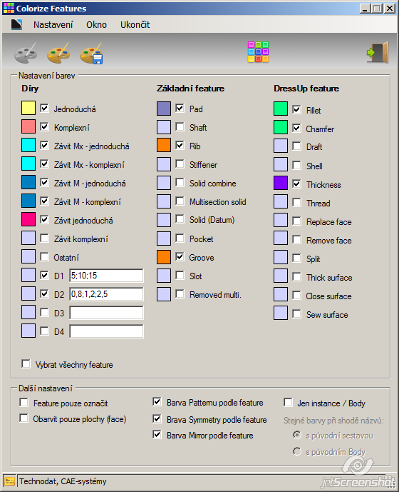 Colorize features Colorize features obarvení objektů a ploch Popis aplikace Makro umožňuje velmi rychlé a snadné obarvení objektu nebo příslušných ploch (face) objektu.