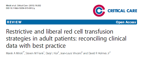 Current evidence suggets that in many clinical settings a restrictive RBC tranfusion strategy is cost-effective, reduces the risk of adverse events specific to transfusion, and introduces no harm