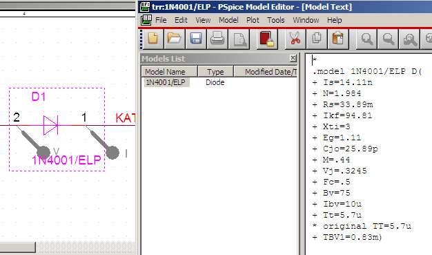 Parametry modelu diody v PSpice I F [ma] 00 RS T >T 50 T T XTI 00 IS EG U R [V] BV