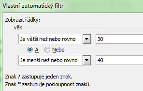 Automatický filtr Zapnutím automatického filtru Data Filtr (po umístění kurzoru do tabulky) se v záhlaví sloupců zobrazí šipky a je možné data filtrovat, tzn.