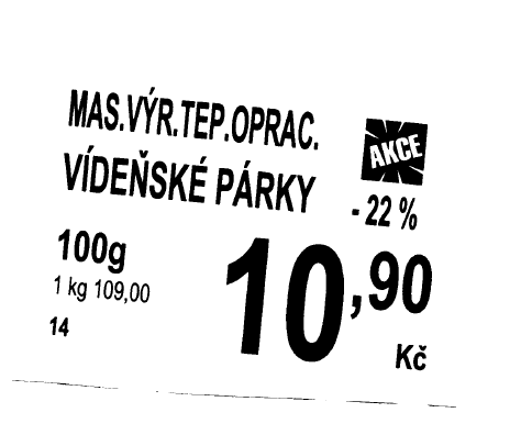 viz. Obrázek Obslužné úseky s masnými a mléčnými výrobky Údaje na přiložené cenovce určené spotřebitele jsou podle názoru metodika dostačující za dalších nutných podmínek Údaje na této konkrétní