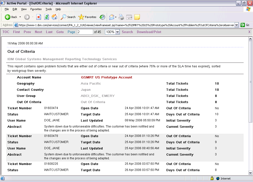 Global Systems Management Reporting Technology Out of Criteria Detail 23