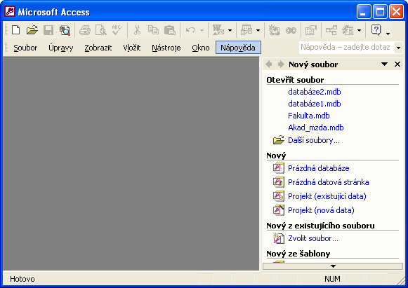 ACCESS v otázkách a odpovědích 1. Access je součástí kancelářského balíku Microsoft Office, můžeme Access spustit pomocí plovoucího menu Microsoft Office Prohlédni si obrázek a popiš 2.