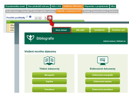 1.1.6 Vložení citace použitého podkladu do aplikace Bibliografie Pro přidání nového záznamu do aplikace bibliografie, je třeba ji nejprve spustit, například přímo z aplikace stisknutím tlačítka, nebo