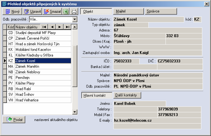 4.2.3 Přehled přihlášení Zobrazí seznam údajů o přihlašování uživatelů k programu. Obsahuje datum, čas přihlášení, odhlášení a jméno přihlášeného uživatele. 4.