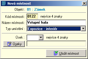 1 Záložka Popis mísnosti V této záložce lze místnost podrobně popsat do datové struktury, kterou vidíte na předchozím obrázku.