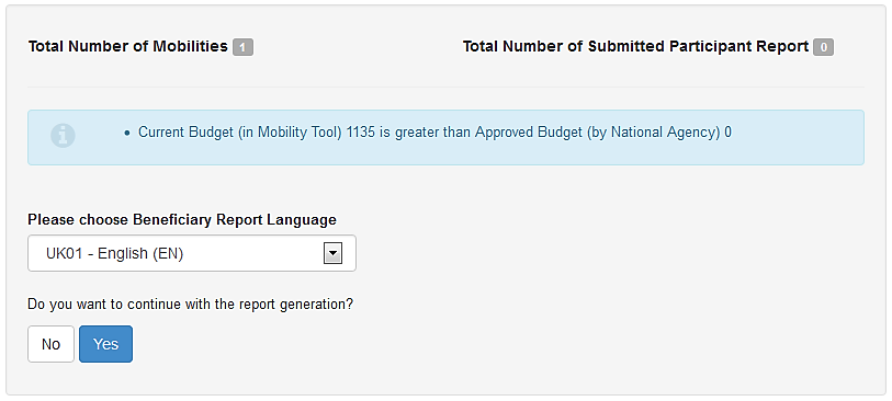 8 Zprávy Poslední sekce Databáze mobility nabízí funkci pro vyplnění a odeslání závěrečné zprávy národní agentuře.