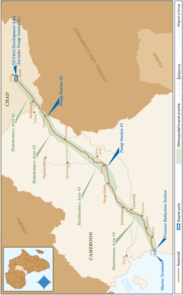 Mapa č. 10: Ropovod Čad Kamerun Zdroj: <http://www.