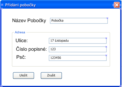 Přidání nové pobočky (4.1) ID: 1 Administrátor přidá novou pobočku do systému. Hlavní aktéři: Administrátor Vedlejší aktéři: Žádní Vstupní podmínky: Administrátor musí být přihlášený do systému. 1. Zobrazit formulář pro přidání nové pobočky do systému.