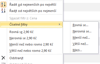 TISKOVÉ SESTAVY Filtrování dat lze nastavit v zobrazení rozložení sestavy nebo v zobrazení sestavy.